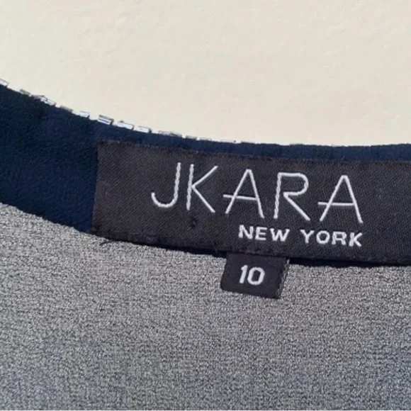 Beautiful JKARA New York Navy Blue Beaded Sheer Chiffon Bolero jacket - Picture 3 of 4